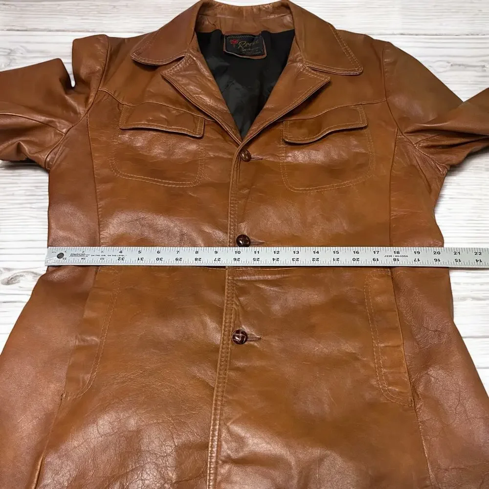 Vintage Men’s 1970’s Reed Sportswear Leather Coat Size L